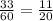 \frac{33}{60} = \frac{11}{20}