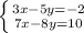 \left \{ {{3x-5y=-2} \atop {7x-8y=10}} \right.