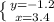 \left \{ {{y=-1.2} \atop {x=3.4}} \right.