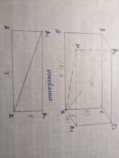 У прямоугольного параллелепипеда стороны основания 5 см и 7 см, а длина диагонали равна 11 см. Чему