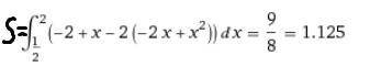 Вычислите площадь фигуры, ограниченной линиями: у = - 2х^2+4x, y=-x+2