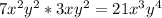 7x^2y^2*3xy^2=21x^3y^4\\