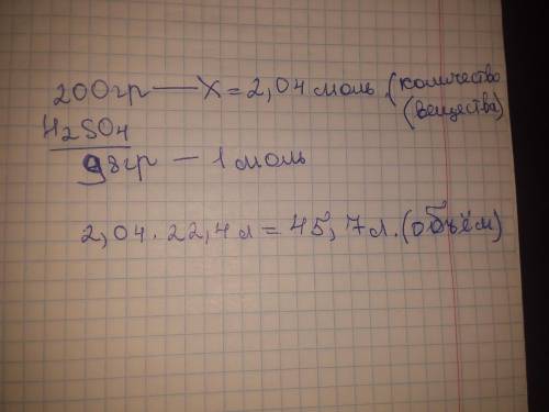 Обчислити кількість сульфатної кислоти ( H2SO4 ) масою 200г​