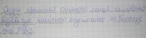 16.Зробіть синтаксичний розбір речення.Скупе проміння осіннього сонця самотньо відсвічує немічною по
