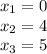 x_{1}=0\\x_{2}=4 \\x_{3}=5