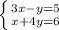 \left \{ {{3x - y = 5} \atop {x + 4y = 6}} \right.