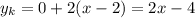 y_{k} = 0+ 2(x - 2 )=2x-4