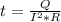 t = \frac{Q}{I^2*R}