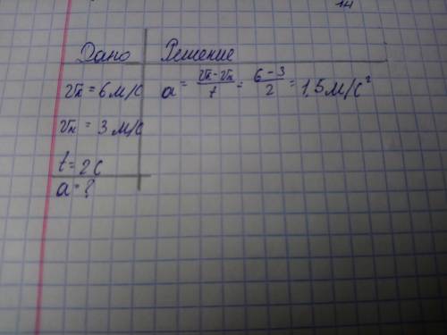 С каким ускорением движется тело, если в течение 2 cек. ско-рость его движения увеличивается от 3 до