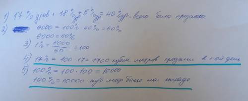 На деревянном складе продали в первый день 17% дров во второй день 18% дров а в третий лишь 5% всех