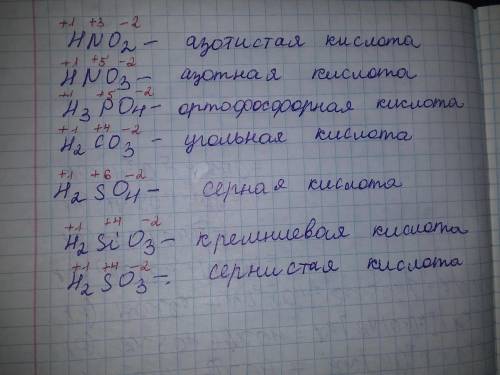 Чтобы написать формулу оксида, определите степень окисления у каждого элемента в кислоте. Пример: H+