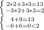 \left \{ {{2*2+3*3=13} \atop {-3*2+3*3=2}} \right\\\left \{ {{4+9=13} \atop {-6+6=0