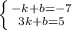 \left \{ {{-k+b=-7} \atop {3k+b=5}} \right.