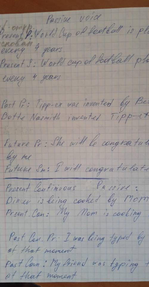 Дайте примеры (6-7) предложений с грамматическими временами в активном и пассивном залоге​