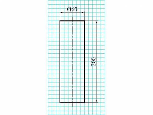 Выполнить чертёж цилиндра высотой 200 мм и диаметром 60 мм в масштабе 1:2.