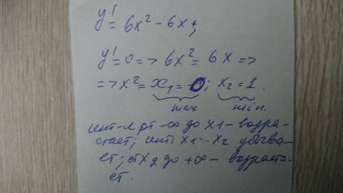 F(x)=2x^3-3x^2+5 Найти промежутки возрастания функции