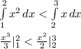 \int\limits^2_1 {x^2} \, dx