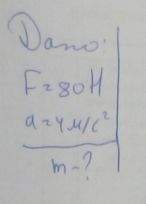 Тело движется в инерциальной системе под действием силы 80 Н, приобретает ускорение, равное 4 м\с 2.