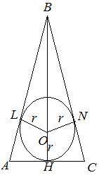 Бічна сторона рівнобедреного трикутника ділиться точкою дотику вписаного кола у відношенні 5:7 рахую