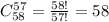 C_{58}^{57} = \frac{58!}{57!}=58