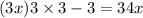 (3x)3 \times 3 - 3 = 34x