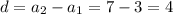 d = a_{2} - a_{1} = 7-3 = 4