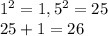 1^2=1, 5^2=25\\25+1=26