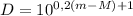 D = 10^{0,2(m-M)+1}