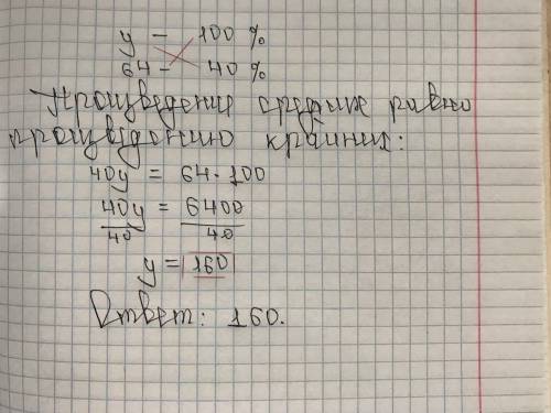 Знайдіть число ,якщо 40% від нього дорівнює 64​