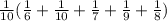 \frac{1}{10}(\frac{1}{6} +\frac{1}{10}+\frac{1}{7}+\frac{1}{9}+\frac{1}{8})