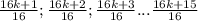 \frac{16k +1}{16} ;\frac{16k +2}{16}; \frac{16k +3}{16} ... \frac{16k +15}{16}