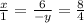 \frac{x}{1} =\frac{6}{-y}=\frac{8}{4}