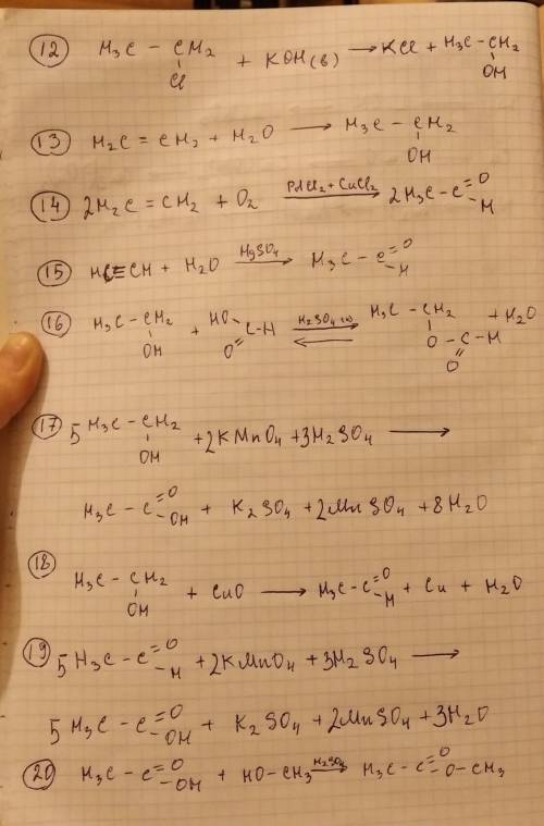 Приведите примеры в виде уравнений химических реакций взаимосвязи между важнейшими классами органиче