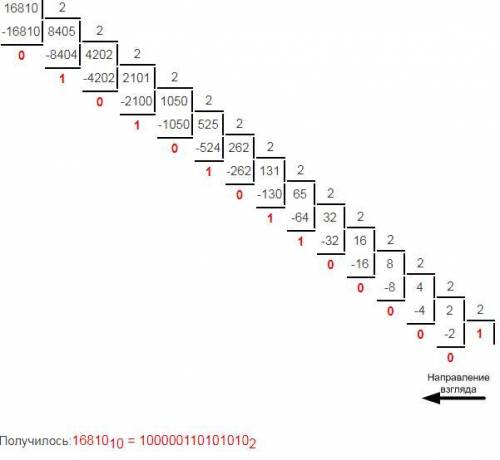Переведите число 16810 в двоичную систему счисления