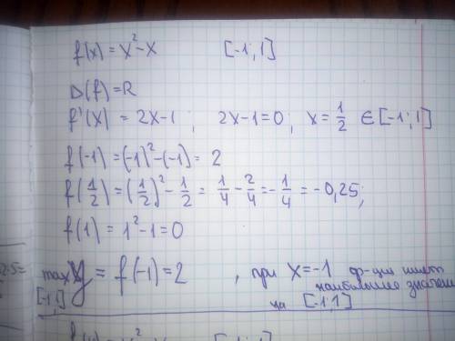 f(x)=x^2-x найти Xmax на [-1;1]