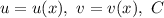 u = u(x), \ v = v(x), \ C