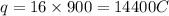 q = 16 \times 900 = 14400C