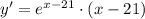 y'= e^{x-21}\cdot (x-21)