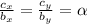 \frac{c_{x} }{b_{x} } = \frac{c_{y} }{b_{y} } = \alpha