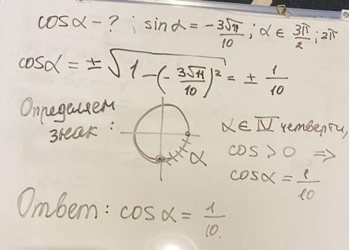 Найдите косинус альфа. ответ в виде целого числа или конечной десятичной дроби.​