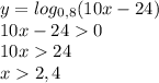 y=log_{0,8} (10x-24)\\10x-240\\10x24\\x2,4