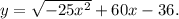 y=\sqrt{-25x^2}+60x-36.\\