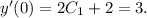 y'(0) = 2C_1 + 2 = 3.