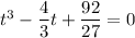 t^3-\dfrac{4}{3}t+\dfrac{92}{27}=0