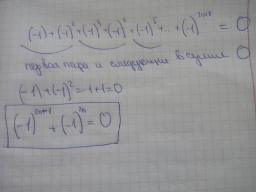 (-1)+(-1)²+(-1)³+(-1)⁴+(-1)⁵+...+(-1)²⁰¹⁸=?А)1B)2018C)0D)1009E)-2018​