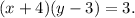 (x + 4)(y - 3) = 3.