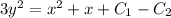 3y^{2} =x^{2} +x+C_{1}-C_{2}