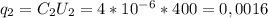 q_2=C_2U_2=4*10^-^6*400=0,0016