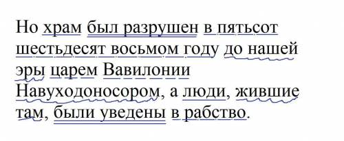 Выполните синтаксический разбор предложения Но храм был разрушен в 568 году до нашей эры царем Вавил