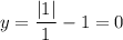 y=\dfrac{|1|}{1}-1=0